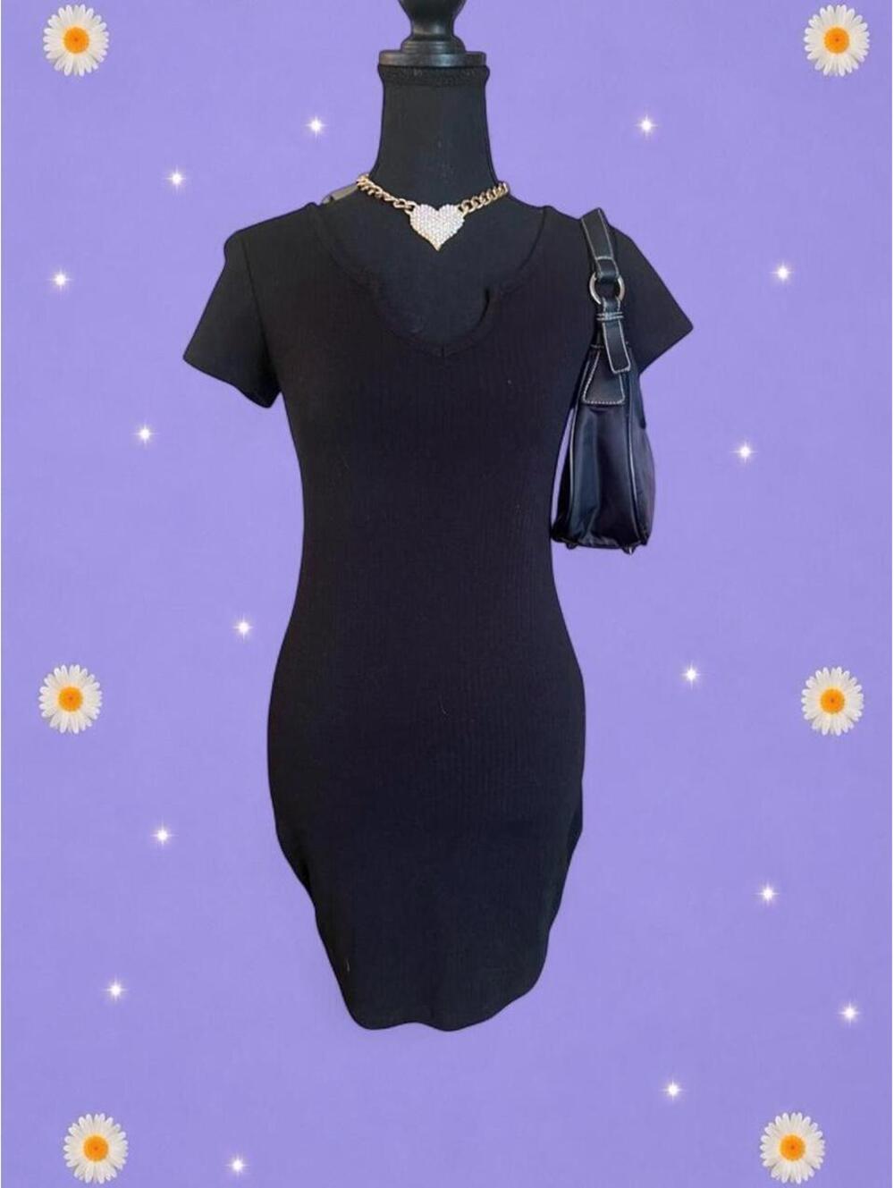 Vintage Y2K Bozzolo Ribbed Soft Stretch Bodycon Coquette Mini Dress Size Medium